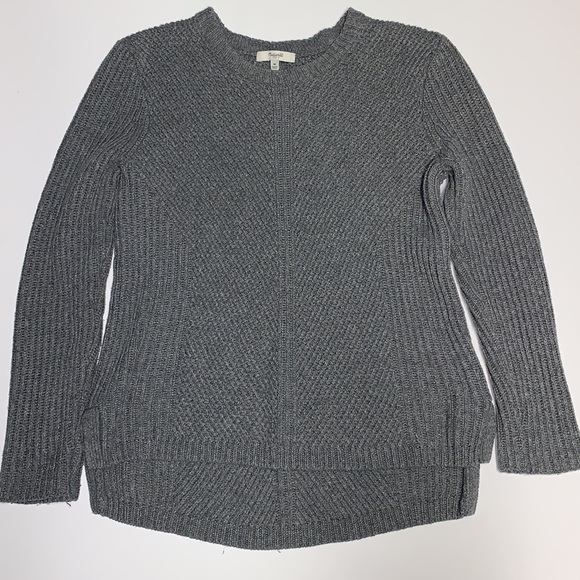 Madewell hex comb 1937 grey Sweater size Medium. Crew neck. slits on the side. - Picture 5 of 16